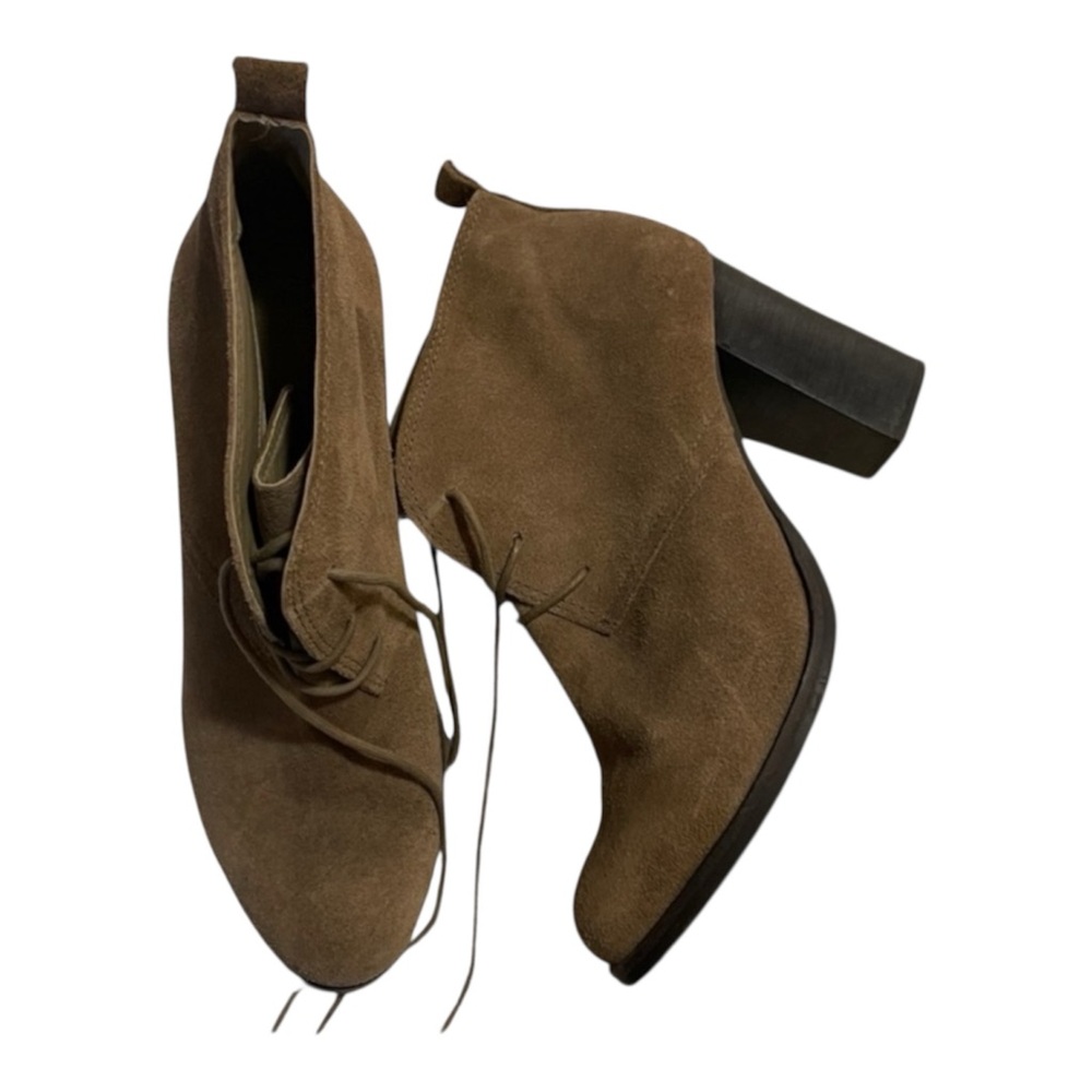 Women’s 10 Leather Ankle Boots with Block Heel EUC